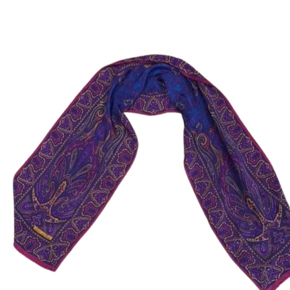 Oscar de la Renta Elegant Paisley Rectangular Silk Scarf EUC - Picture 2 of 7